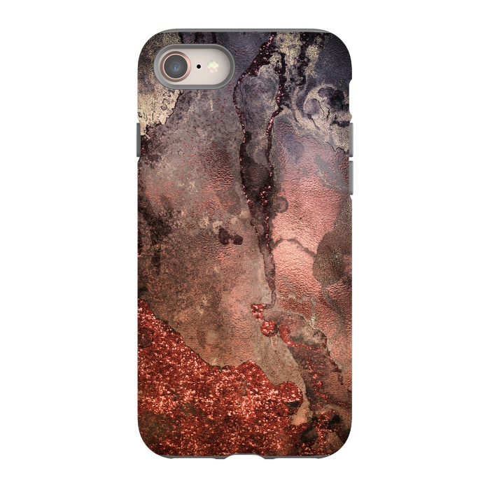 iPhone 8 StrongFit Copper Glitter and Ink Marble by  Utart