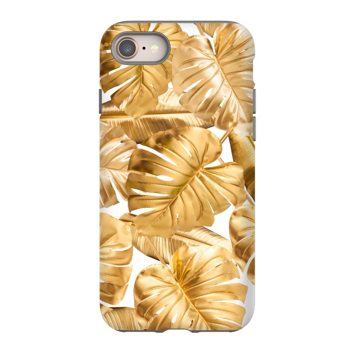 iPhone 8 StrongFit Gold Metal Foil Monstera Leaves Pattern by  Utart