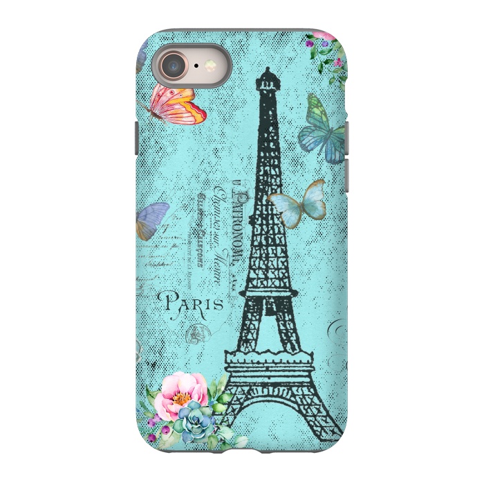 iPhone 8 StrongFit Blue Eiffel Tower Paris Watercolor Illustration by  Utart