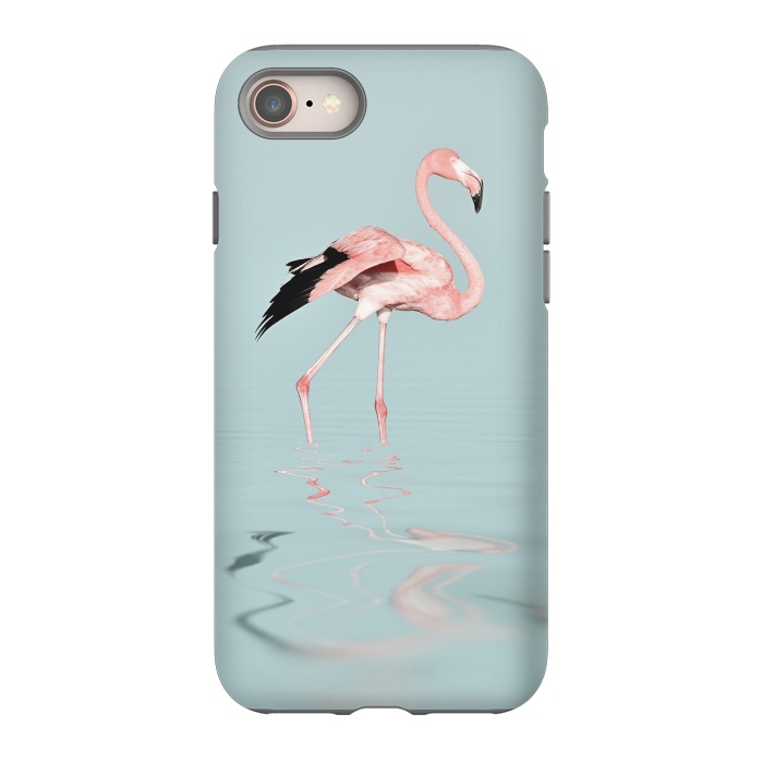 iPhone 8 StrongFit Flamingo On Turquoise Waters by Andrea Haase