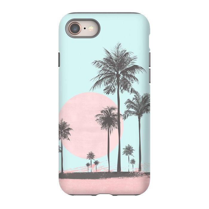 iPhone 8 StrongFit Beachfront Palm Tree Sunset by Andrea Haase