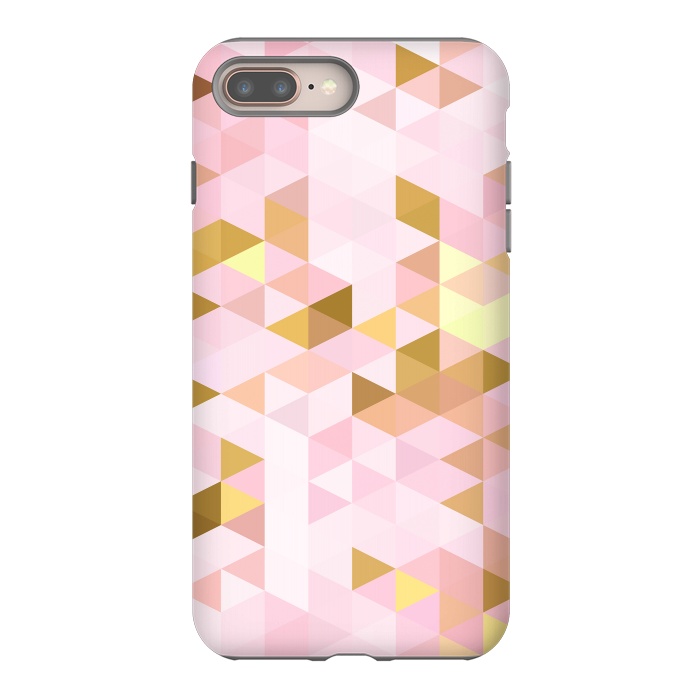 iPhone 8 plus StrongFit Pink and Rose Gold Marble Triangle Pattern by  Utart