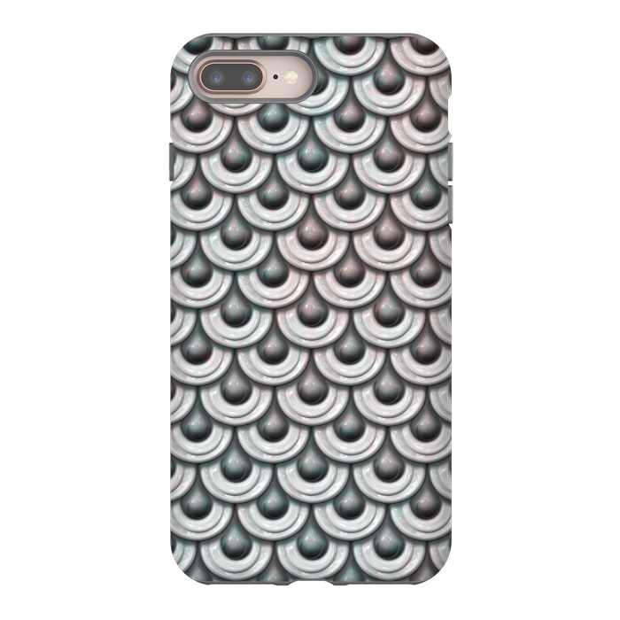 iPhone 8 plus StrongFit Shiny Teal And Pink Metal Scales by Andrea Haase
