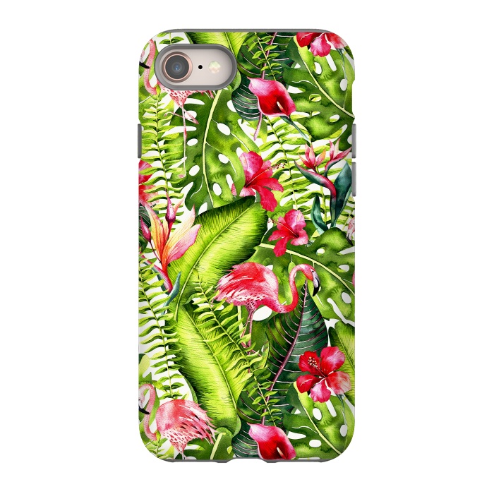iPhone 8 StrongFit Flower Jungle and Flamingo  by  Utart