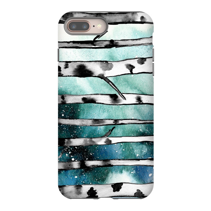iPhone 8 plus StrongFit Abstract Birch Teal  by Amaya Brydon
