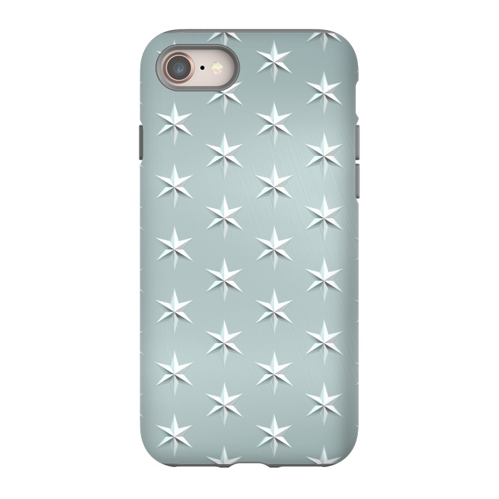 iPhone 8 StrongFit Silver Stars On Teal Metal by Andrea Haase