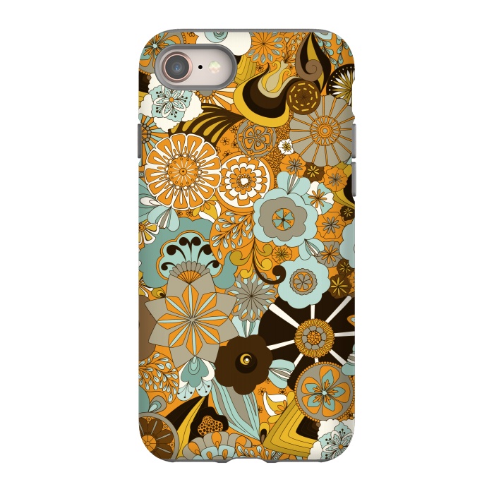 iPhone 8 StrongFit Flowers, Flowers Everywhere Mustard and Blue by Paula Ohreen
