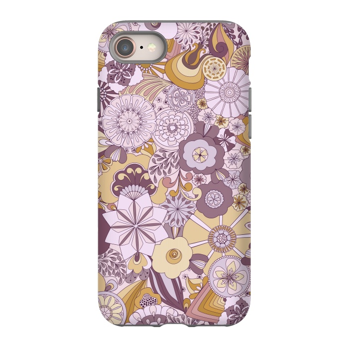 iPhone 8 StrongFit Flowers, Flowers Everywhere Purple and Mustard by Paula Ohreen