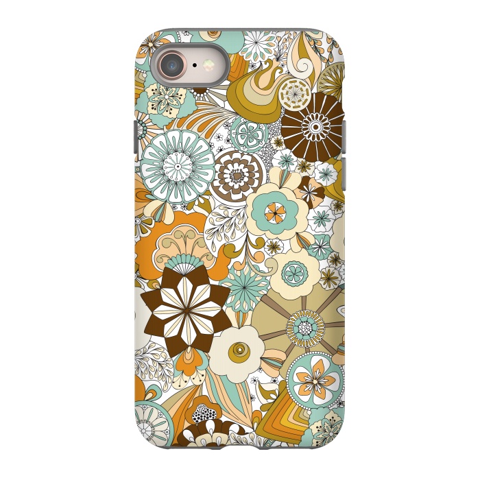 iPhone 8 StrongFit Flowers, Flowers Everywhere Retro Colors by Paula Ohreen