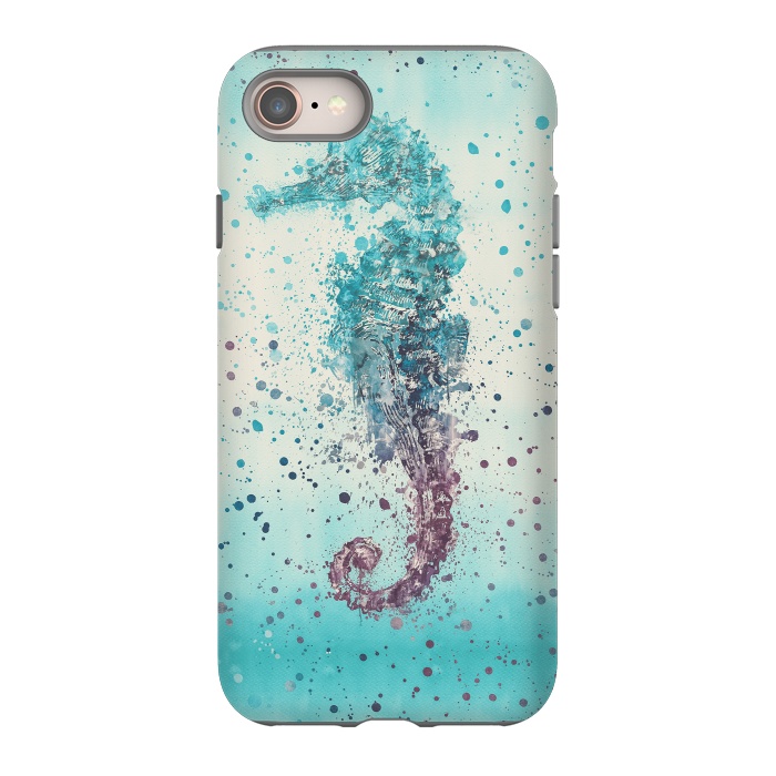 iPhone 8 StrongFit Seahorse Watercolor Art by Andrea Haase