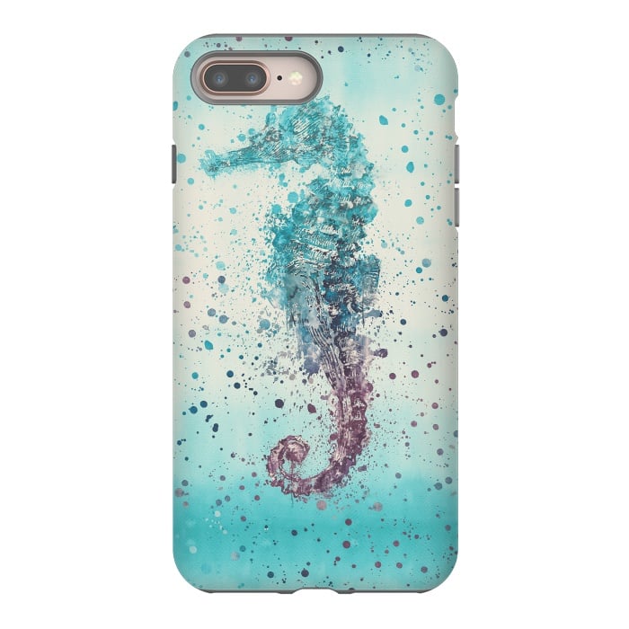 iPhone 8 plus StrongFit Seahorse Watercolor Art by Andrea Haase