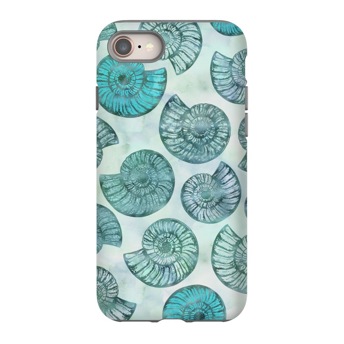 iPhone 8 StrongFit Teal Fossils And Ammonites by Andrea Haase
