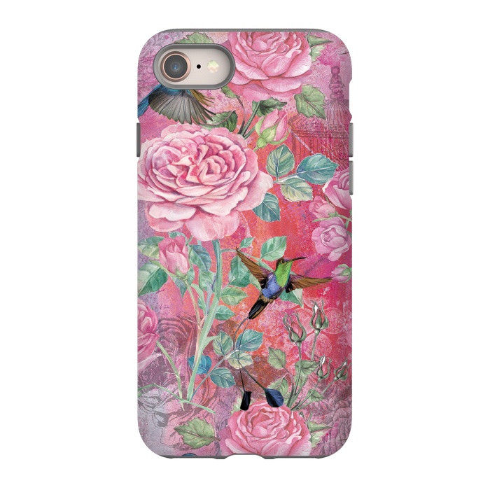 iPhone 8 StrongFit Roses and Hummingbirds by  Utart