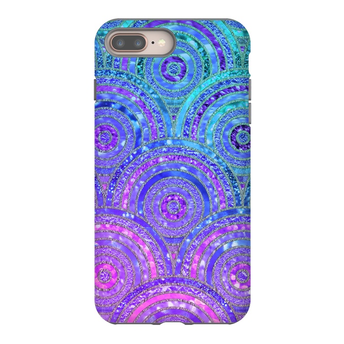 iPhone 8 plus StrongFit Pink and Blue Metal Circles Pattern by  Utart
