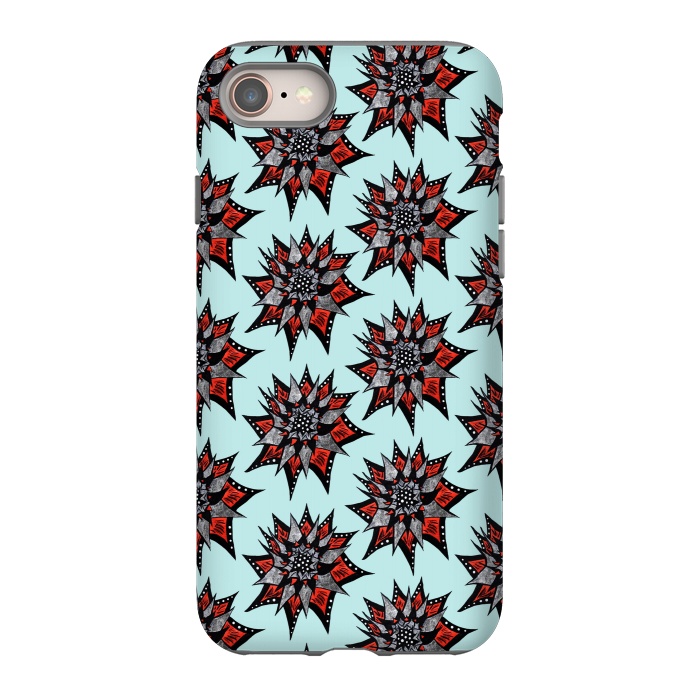 iPhone 8 StrongFit Spiked Abstract Ink Drawn Flower Pattern by Boriana Giormova