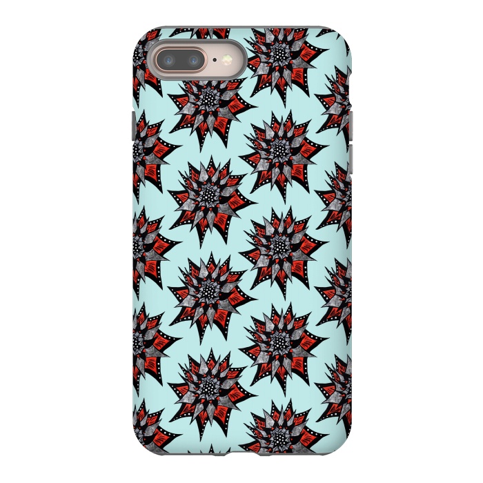 iPhone 8 plus StrongFit Spiked Abstract Ink Drawn Flower Pattern by Boriana Giormova
