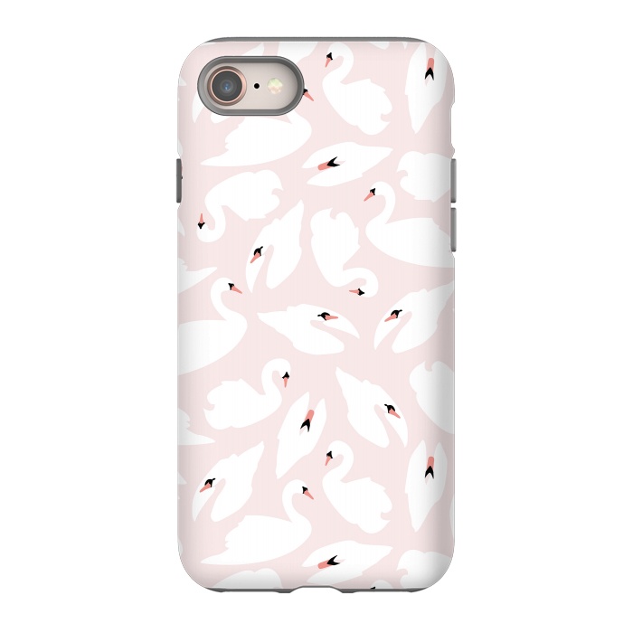 iPhone 8 StrongFit Swan Pattern on Pink 030 by Jelena Obradovic