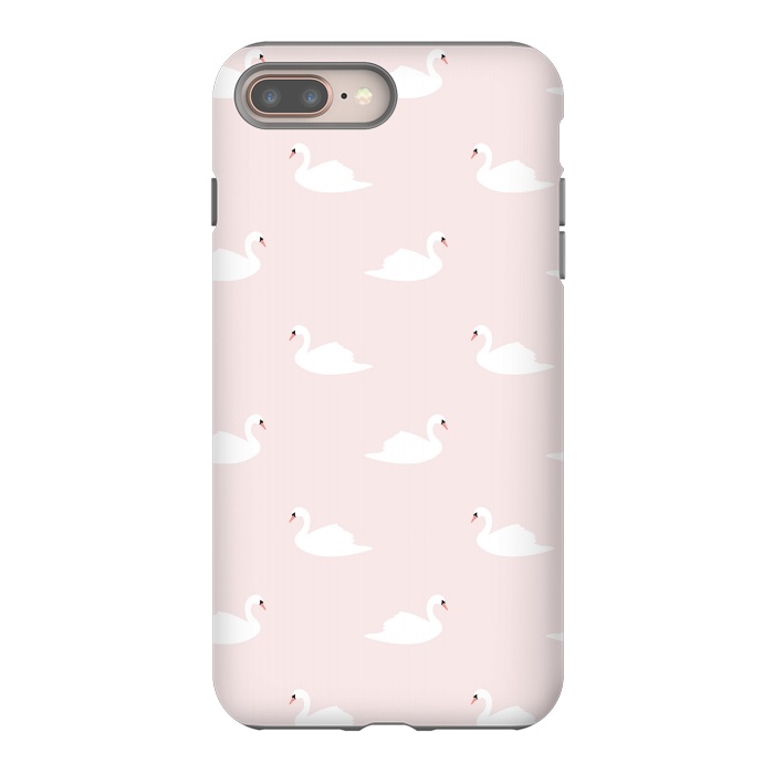 iPhone 8 plus StrongFit Swan pattern on pink 033 by Jelena Obradovic