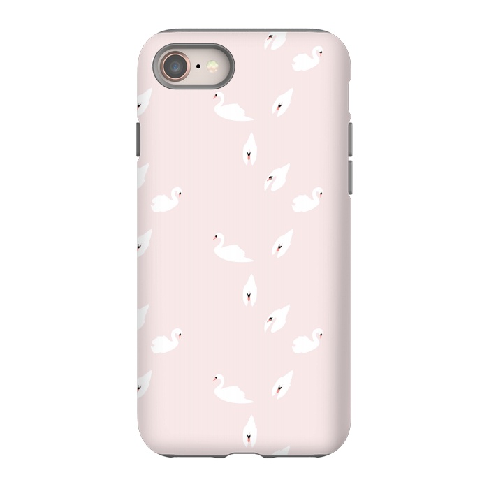 iPhone 8 StrongFit Swan Pattern on Pink 034 by Jelena Obradovic