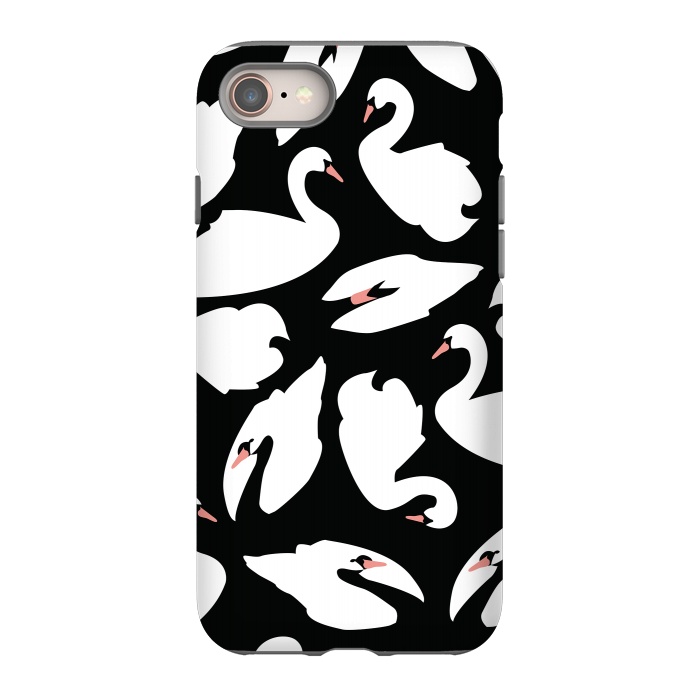 iPhone 8 StrongFit White Swans On Black by Jelena Obradovic
