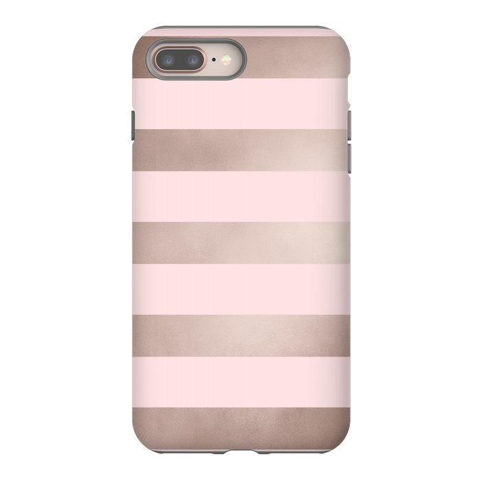iPhone 8 plus StrongFit Rose Gold Copper Stripes Pattern by  Utart