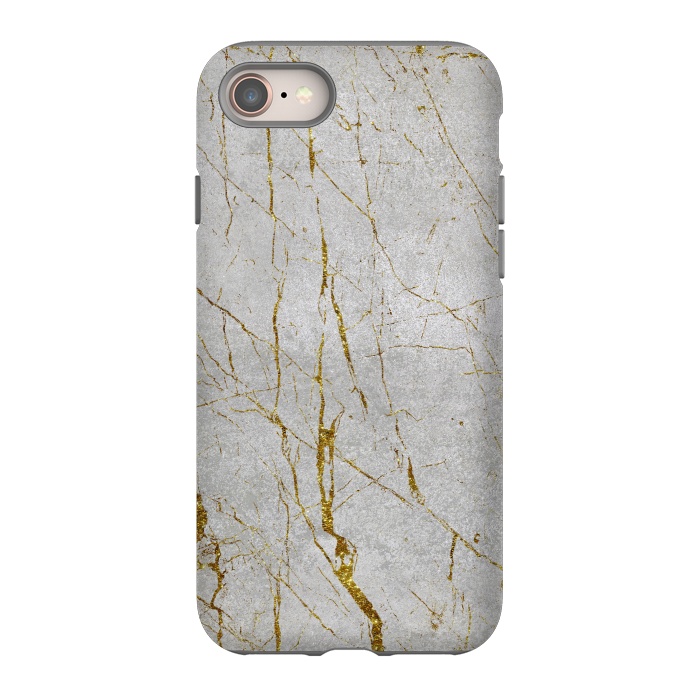 iPhone 8 StrongFit Golden Marble Veins On Concrete 2 by Andrea Haase