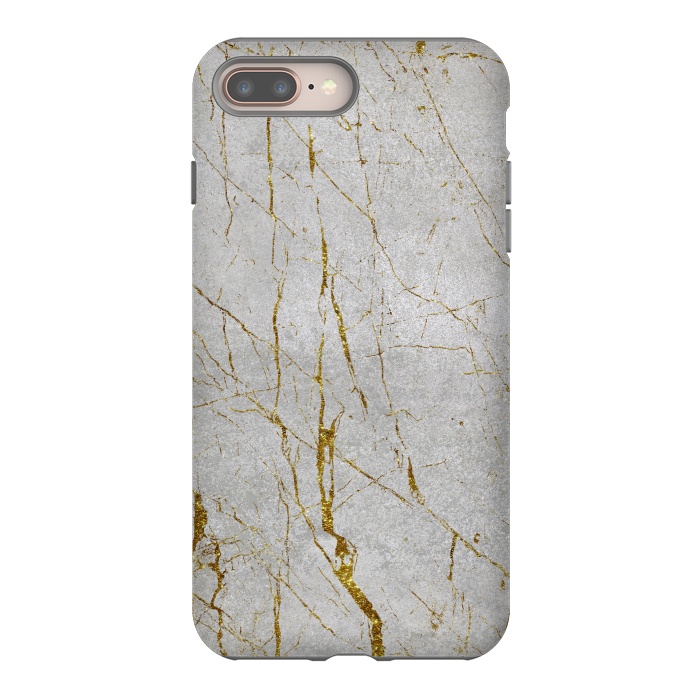 iPhone 8 plus StrongFit Golden Marble Veins On Concrete 2 by Andrea Haase