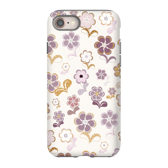 iPhone 8 StrongFit 60s Flowers in Purple and Mustard by Paula Ohreen