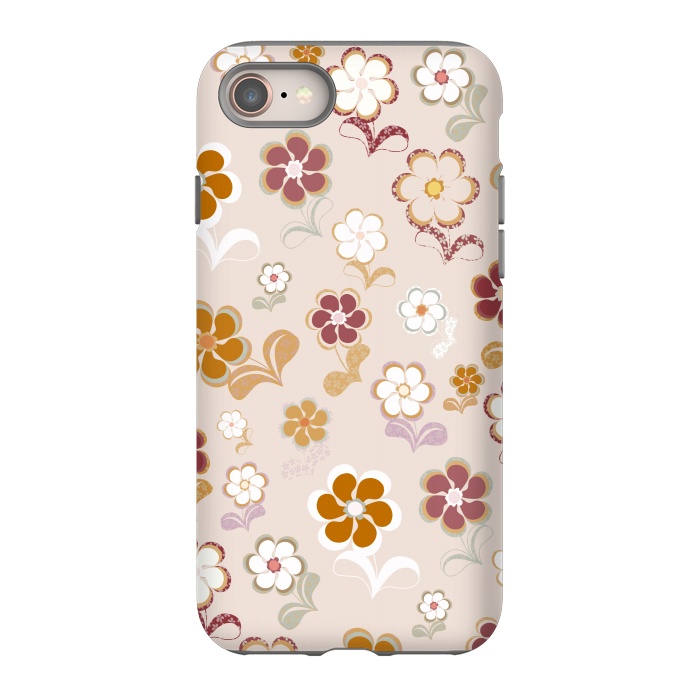 iPhone 8 StrongFit 60s Flowers on Light Pink by Paula Ohreen