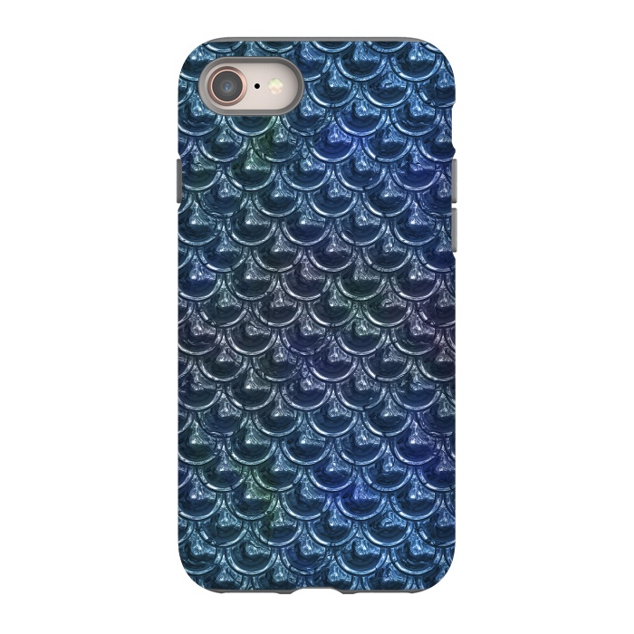 iPhone 8 StrongFit Shimmering Blue Metallic Scales by Andrea Haase
