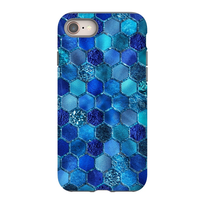 iPhone 8 StrongFit Blue HOneycomb Glitter Pattern by  Utart