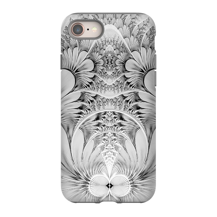 iPhone 8 StrongFit Grey White Florish Fractal by Andrea Haase