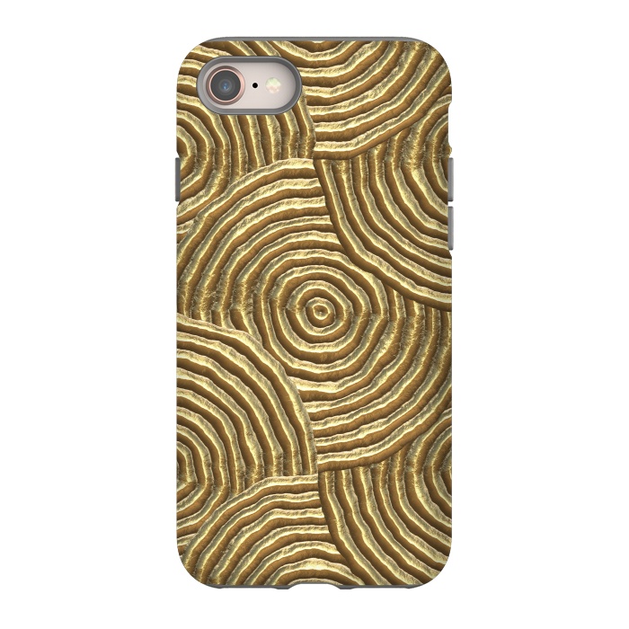 iPhone 8 StrongFit Gold Metal Embossed Circles by Andrea Haase