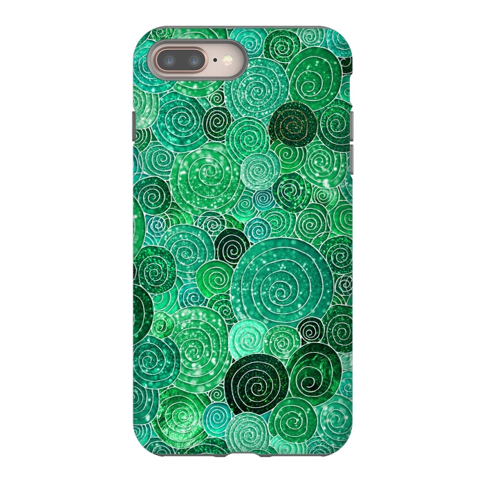 iPhone 8 plus StrongFit Green Circles Polka dots Glitter Pattern by  Utart