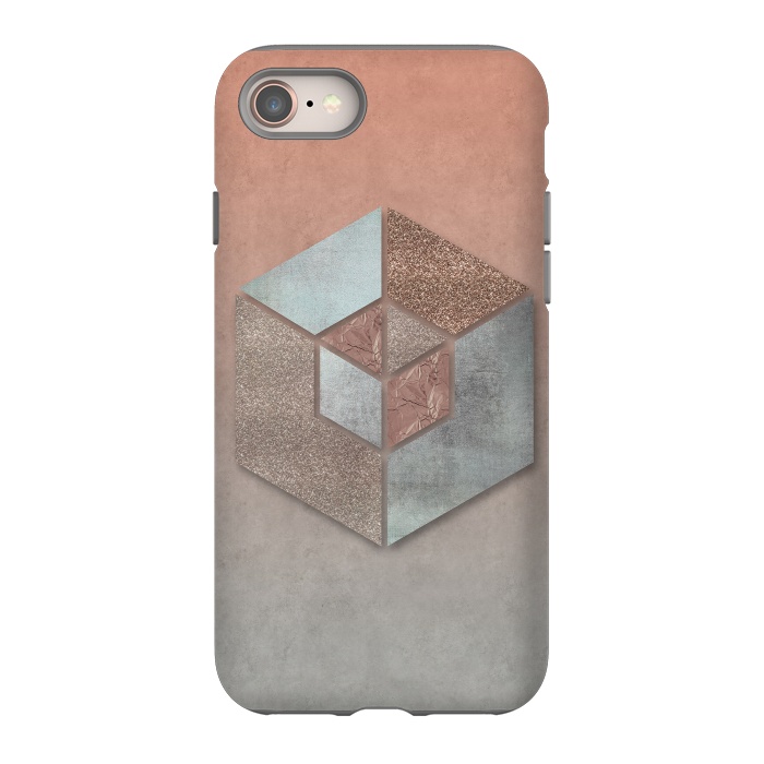 iPhone 8 StrongFit Copper Gray Hexagon by Andrea Haase
