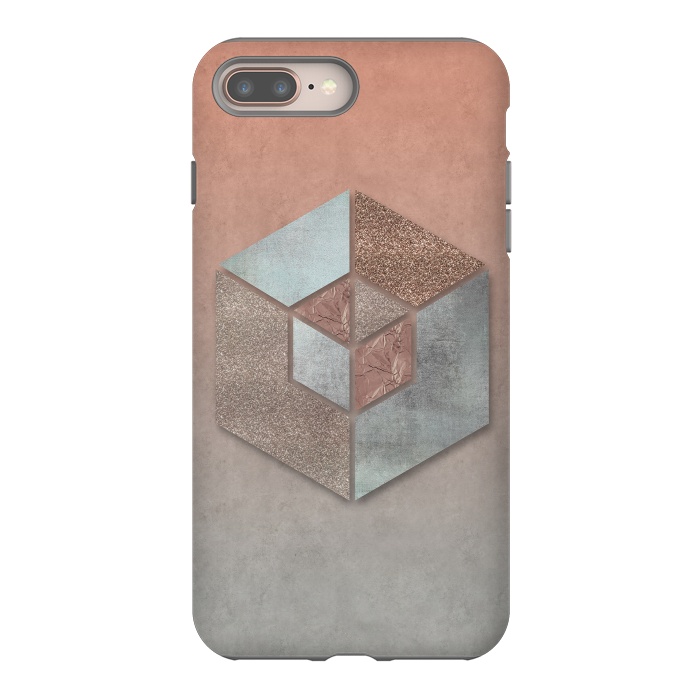 iPhone 8 plus StrongFit Copper Gray Hexagon by Andrea Haase