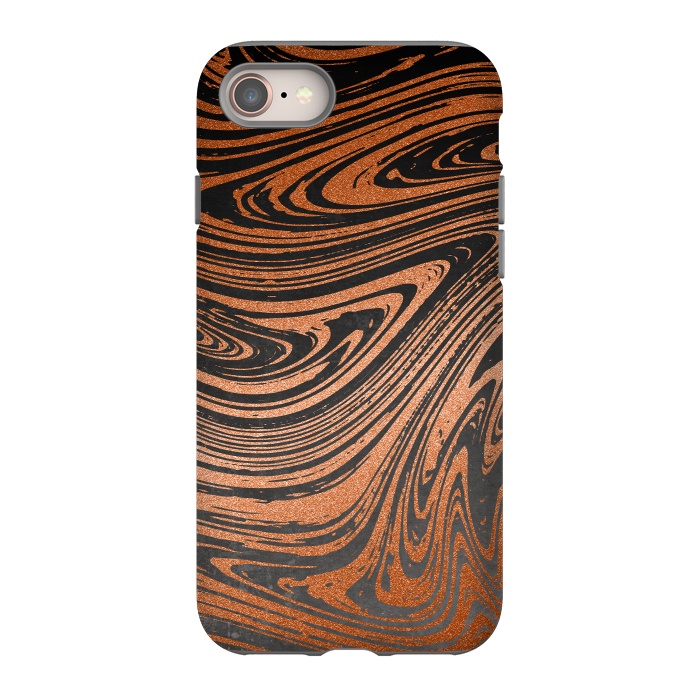iPhone 8 StrongFit Copper Black Faux Marble 2 by Andrea Haase