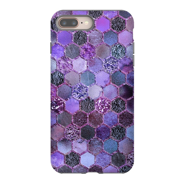 iPhone 8 plus StrongFit Purple Metal Honeycomb Pattern by  Utart