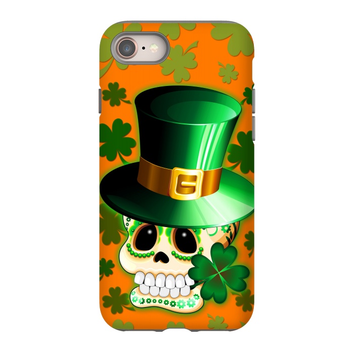iPhone 8 StrongFit St Patrick Lucky Irish Skull Cartoon  by BluedarkArt