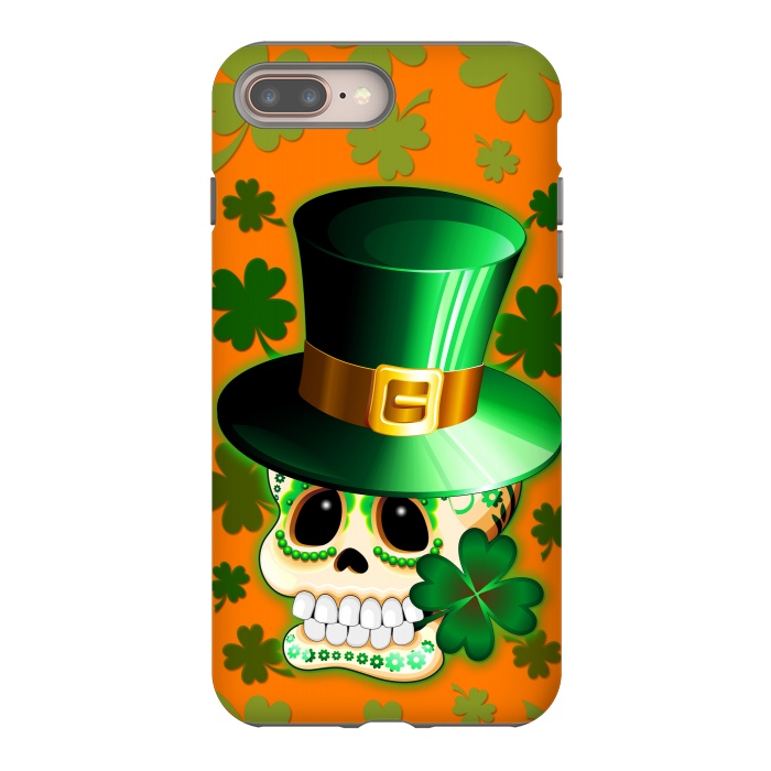 iPhone 8 plus StrongFit St Patrick Lucky Irish Skull Cartoon  by BluedarkArt