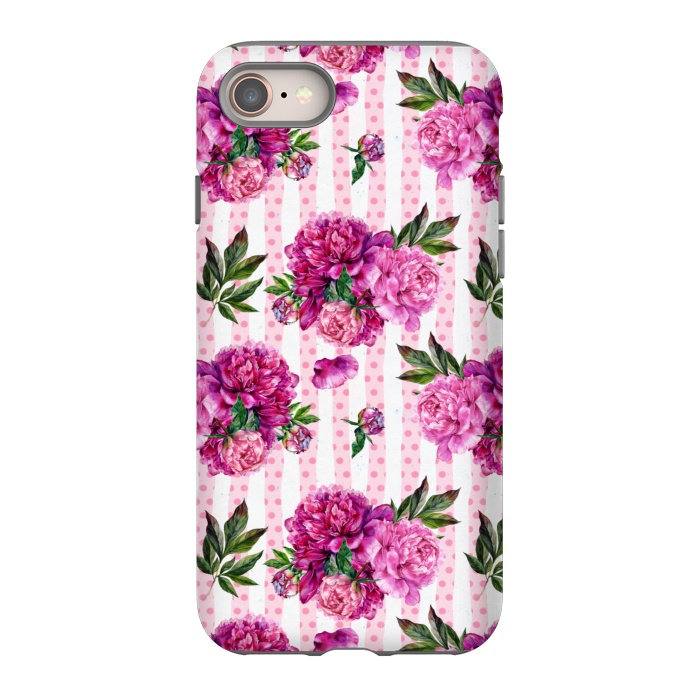 iPhone 8 StrongFit Stripes and Peonies  by  Utart