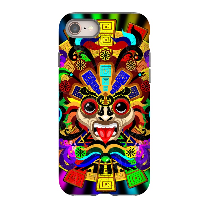 iPhone 8 StrongFit Aztec Warrior Mask Rainbow Colors by BluedarkArt