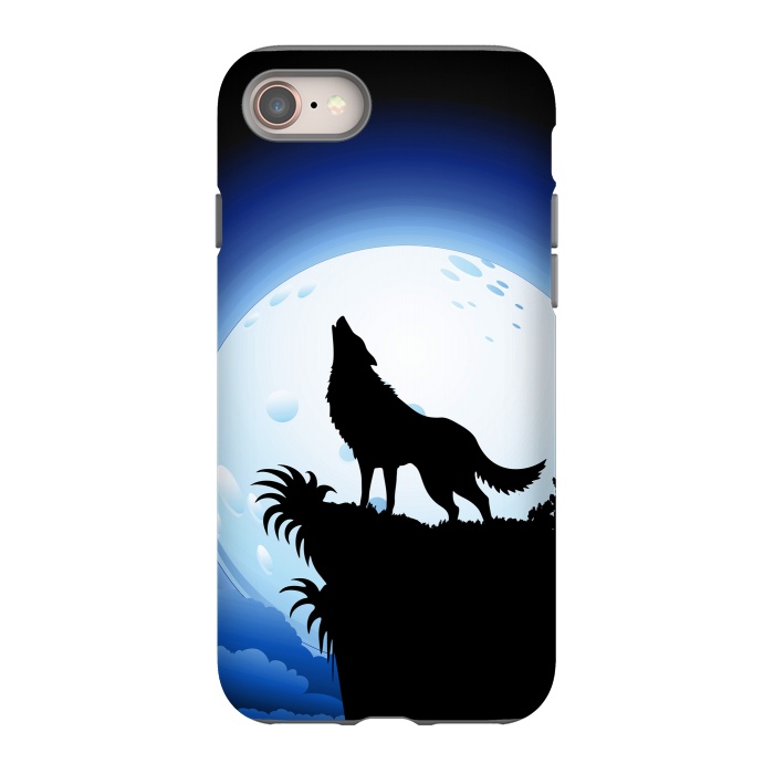 iPhone 8 StrongFit Wolf Howling at Blue Moon by BluedarkArt