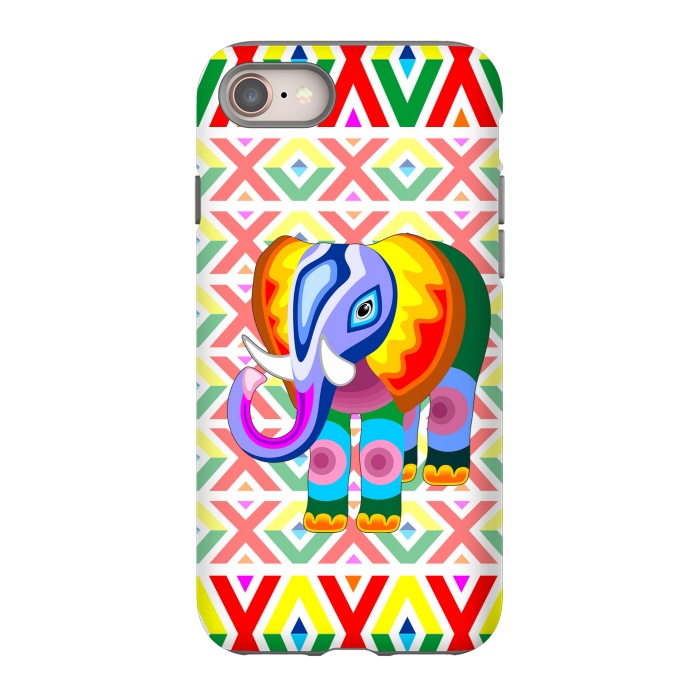 iPhone 8 StrongFit Elephant Rainbow Colors Patchwork by BluedarkArt