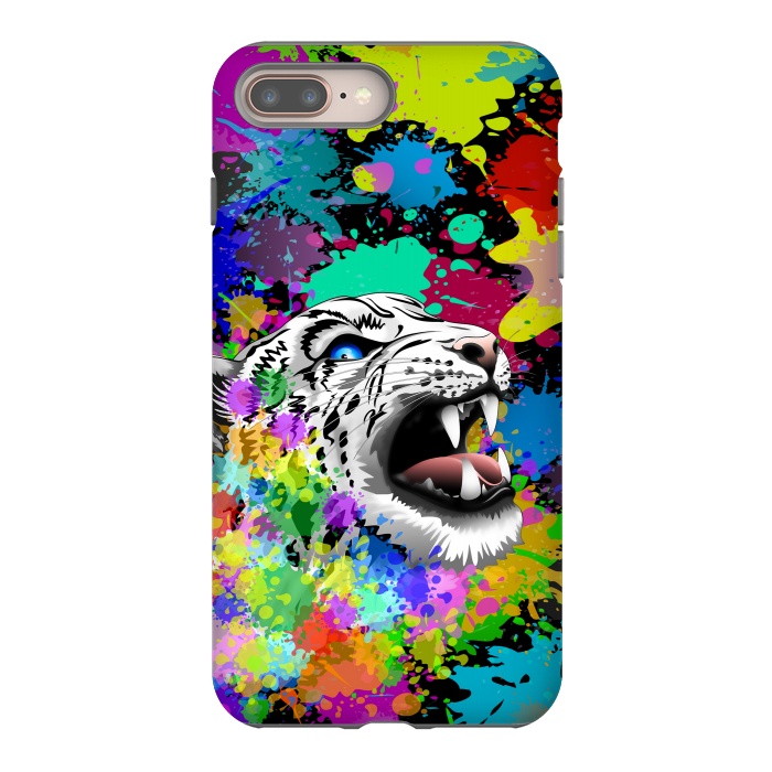 iPhone 8 plus StrongFit Leopard Psychedelic Paint Splats by BluedarkArt