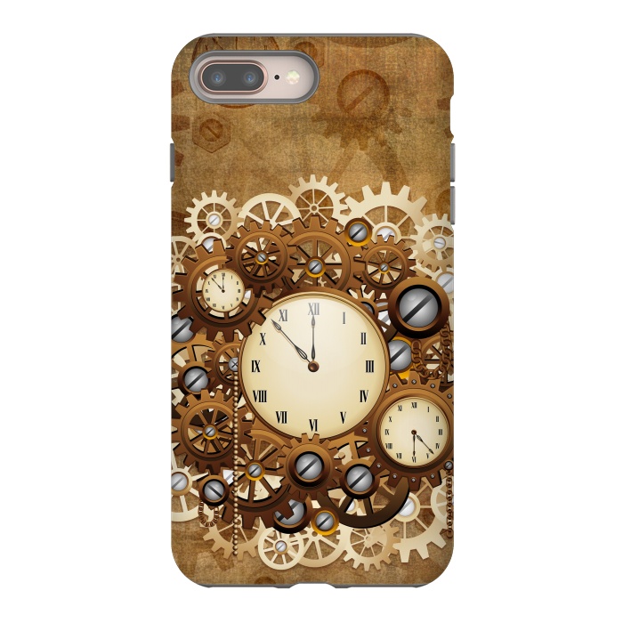 iPhone 8 plus StrongFit Steampunk Clocks and Gears Vintage Style  by BluedarkArt