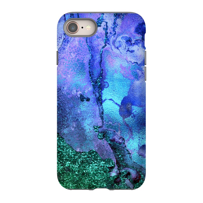 iPhone 8 StrongFit Blue and Green Glitter Marble by  Utart