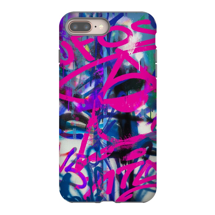 iPhone 8 plus StrongFit Grafitti Writing Pink Blue by Andrea Haase