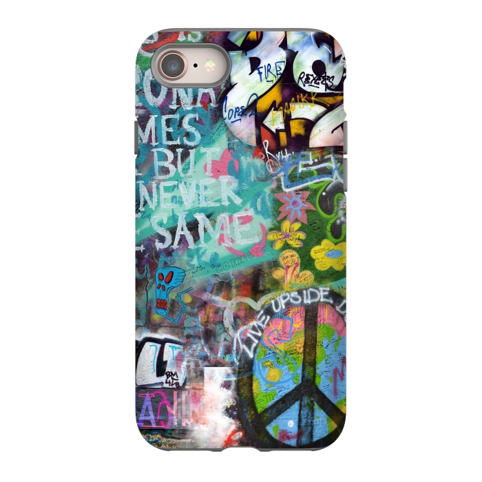 iPhone 8 StrongFit Graffiti Text And Peace Sign by Andrea Haase