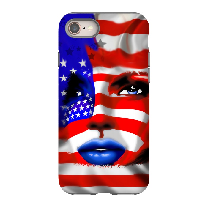 iPhone 8 StrongFit Usa Flag on Girl's Face by BluedarkArt
